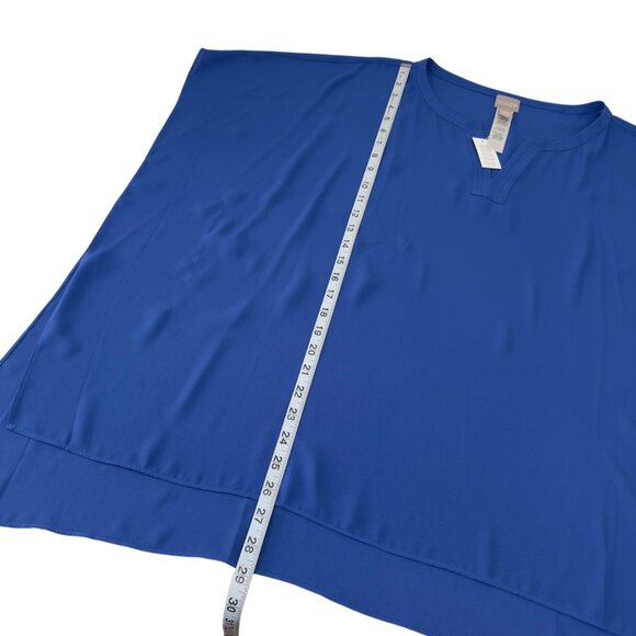 Chicos Blue Flowy V-Neck Tunic Top With Side Split Hem Design Size S/M - Picture 6 of 11